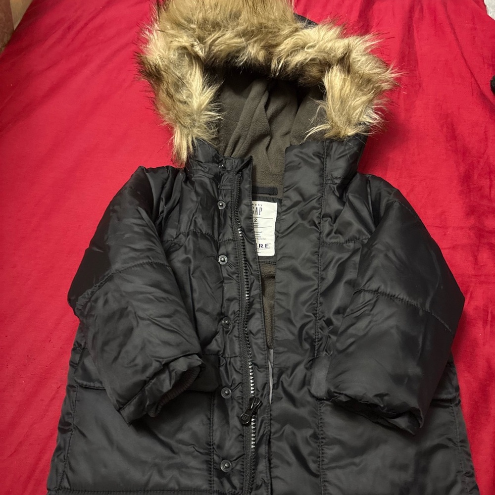 GAP Black Toddler Jacket with Faux Fur